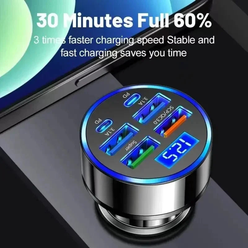 350W Car Charger USB PD QC3.0 USB C Car Phone Charger Type C Adapter for Iphone Samsung Huawei Xiaomi Quick Charge ﻿