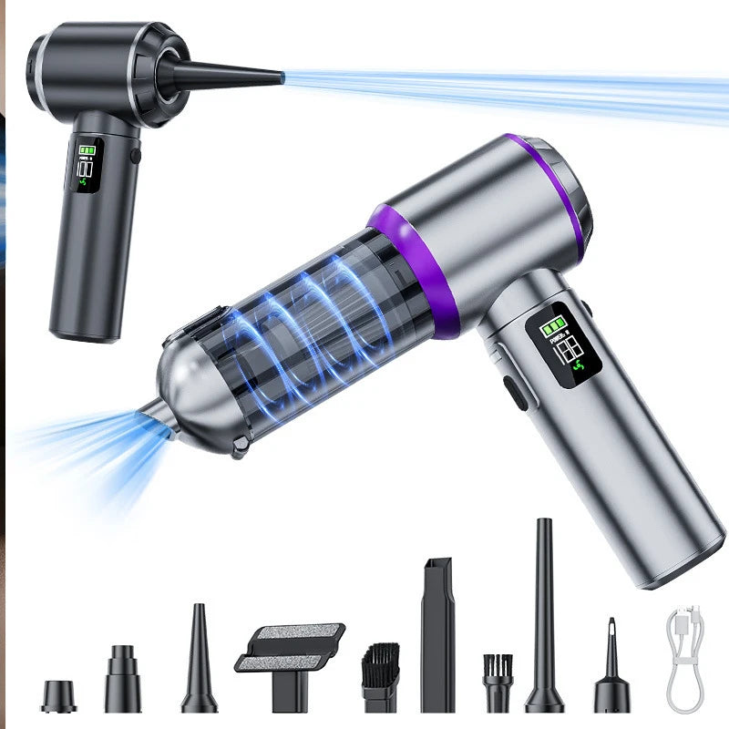 Car Wireless Handheld Vacuum Large Suction Wet Dry Dual Use Portable Dust Blower Auto Home Cleaner with Power Display