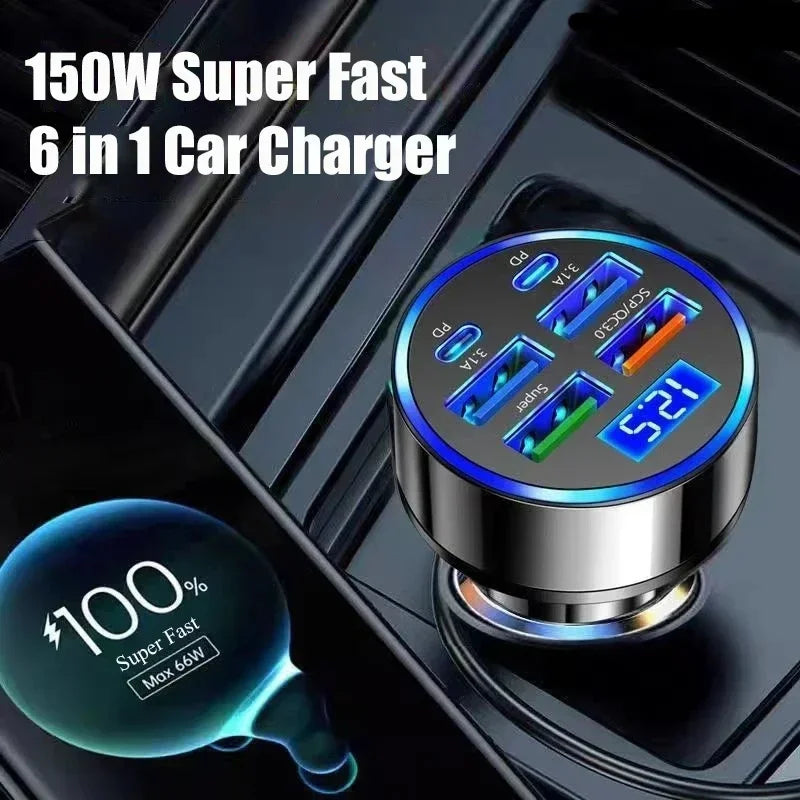350W Car Charger USB PD QC3.0 USB C Car Phone Charger Type C Adapter for Iphone Samsung Huawei Xiaomi Quick Charge ﻿
