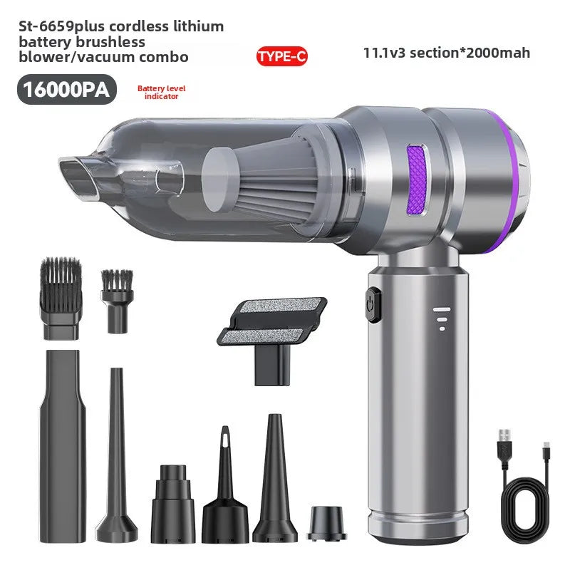 Strong Suction Car Vacuum Cleaner Brushless Motor Digital Display One-Click Detachable Dust Cup Portable Auto Household Duster