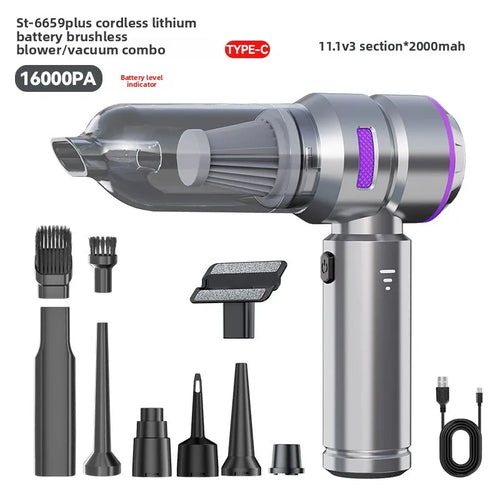 Strong Suction Car Vacuum Cleaner Brushless Motor Digital Display One-Click Detachable Dust Cup Portable Auto Household Duster