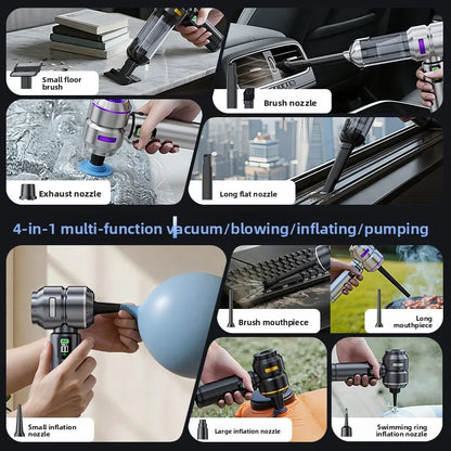 Strong Suction Car Vacuum Cleaner Brushless Motor Digital Display One-Click Detachable Dust Cup Portable Auto Household Duster